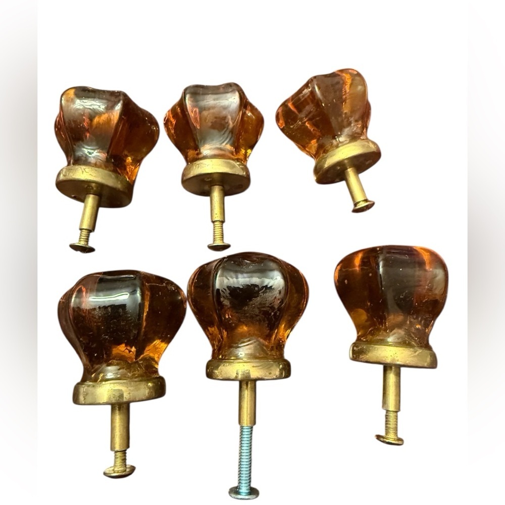 Vintage Amber Glass Cabinet Knobs